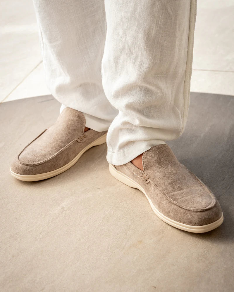 Men's Apron Toe Slip On Loafer Shoes – Napped Upper Sneaker Sole Casual