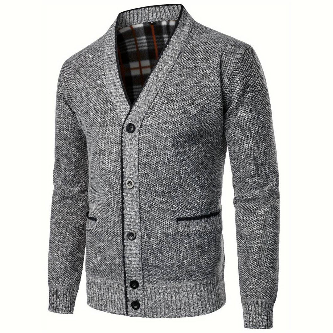 Men's Button Front V Neck Cardigan – Lined Long Sleeve Casual Everyday Wear