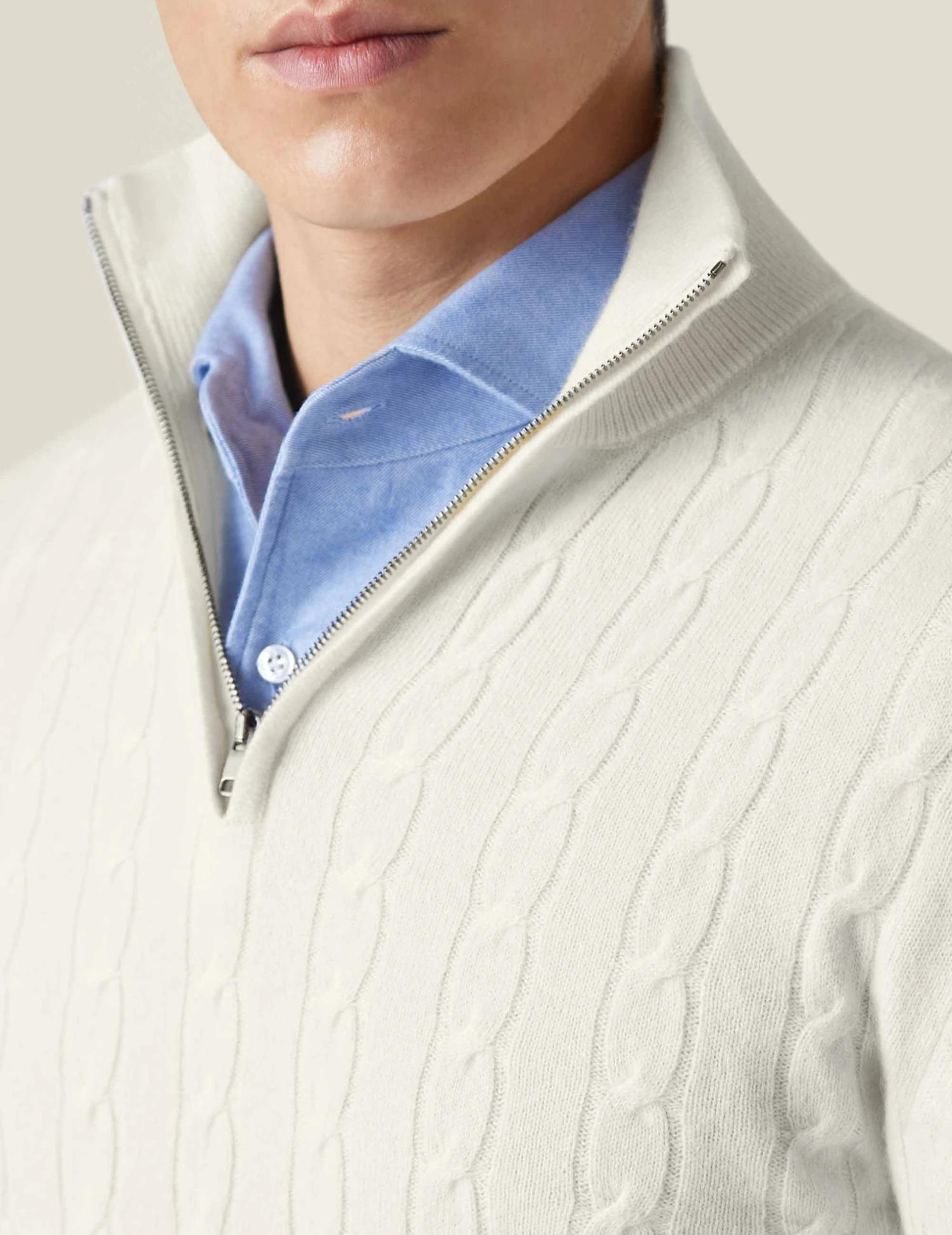 Men's Cable Knit Half Zip Stand Collar Sweater – Long Sleeve Smart Casual Wear