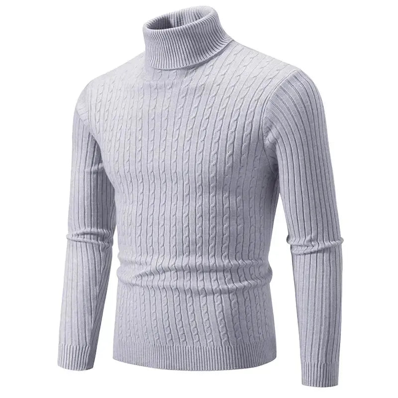 Men's Cable Knit Turtleneck Sweater – Long Sleeve Smart Casual Everyday Wear