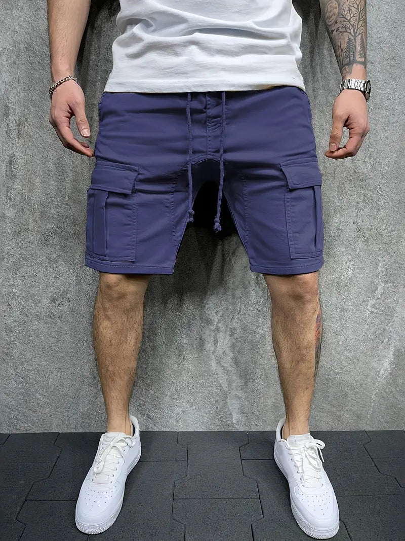 Men's Cargo Shorts – Drawstring Flap Pocket Mid Length Summer Casual