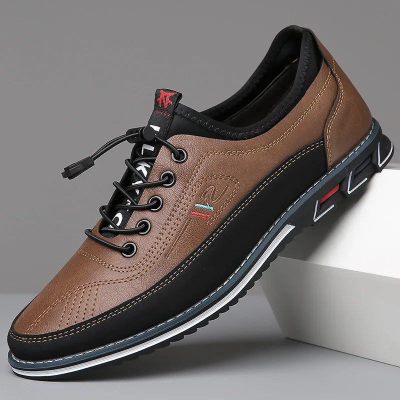 Men's Casual Lace-Up Low Top Shoes – Round Toe Stitched Panel Urban Walking