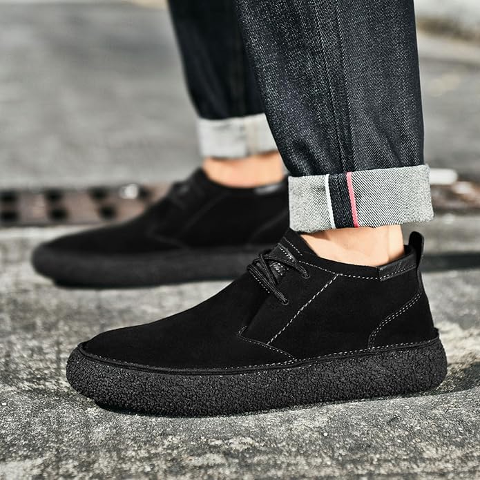 Men's Casual Suede Lace Up Ankle Shoes – Low Top Chukka Outdoor
