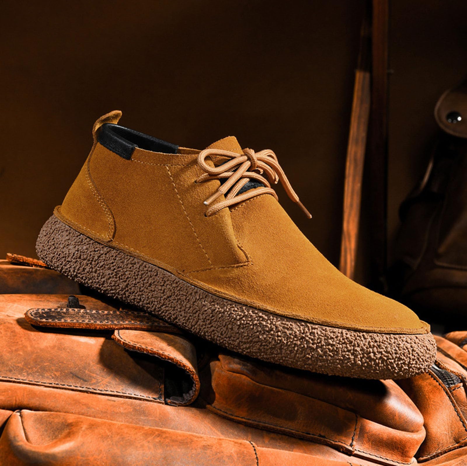 Men's Casual Suede Lace Up Ankle Shoes – Low Top Chukka Outdoor