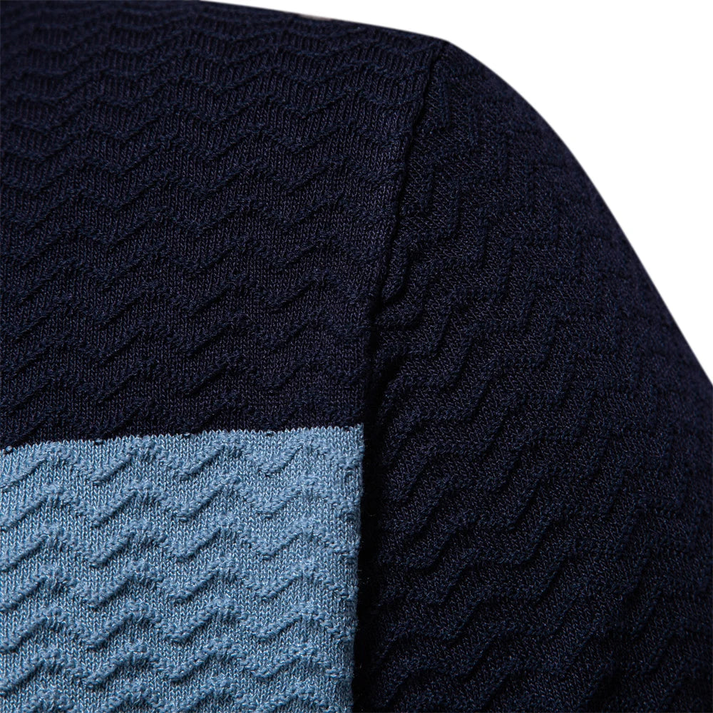 Men's Chevron Stripe Knit Polo – Quarter Zip Short Sleeve Golf Casual
