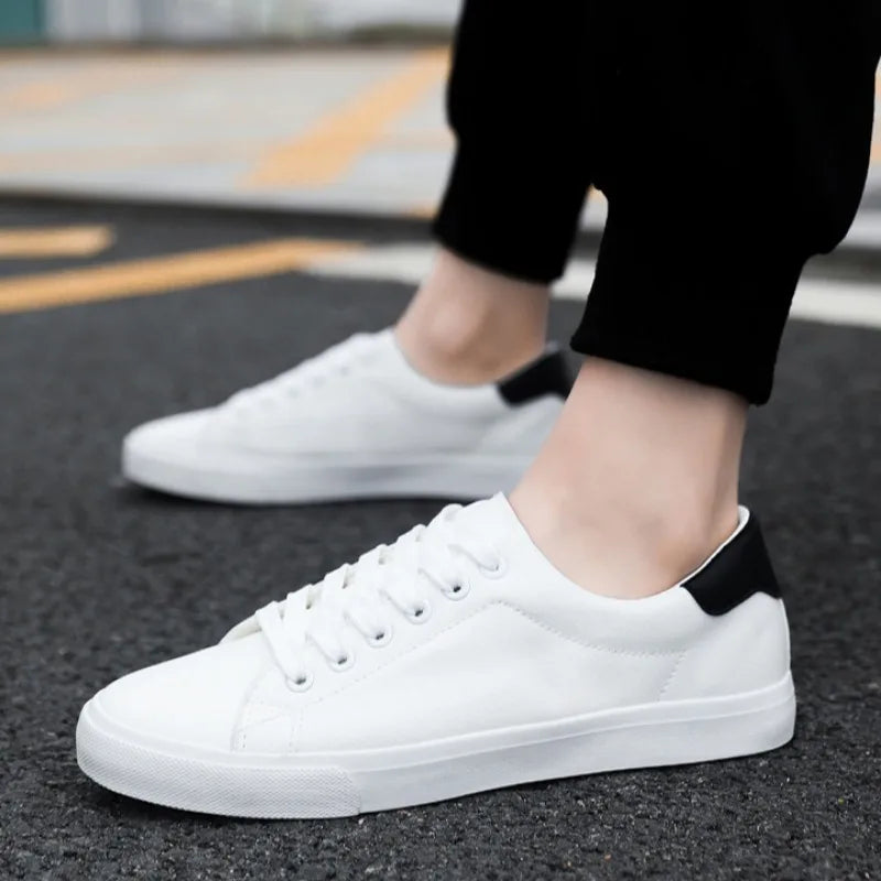 Men's Classic Low Top Sneakers – Lace Up Two Tone Round Toe Casual Shoes