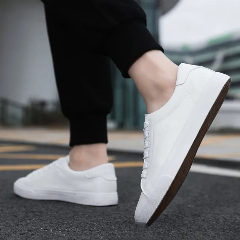 Men's Classic Low Top Sneakers – Lace Up Two Tone Round Toe Casual Shoes