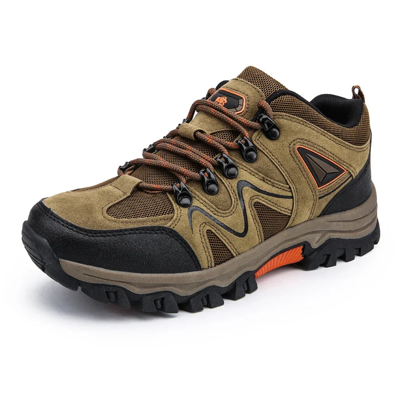 Men's Closed Toe Lace-Up Hiking Shoes – Low Cut Suede Mesh Outdoor Trail