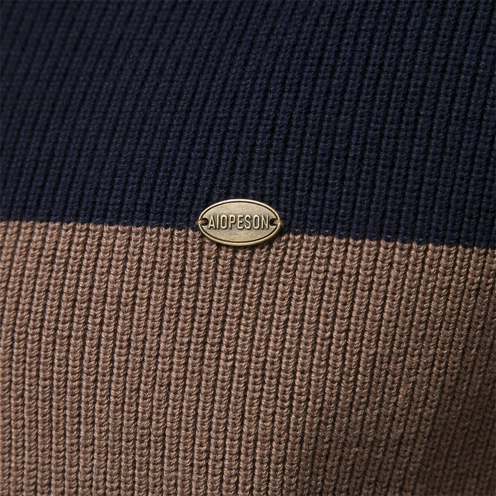 Men's Color Block Full Zip Cardigan – Stand Collar Long Sleeve Everyday Wear