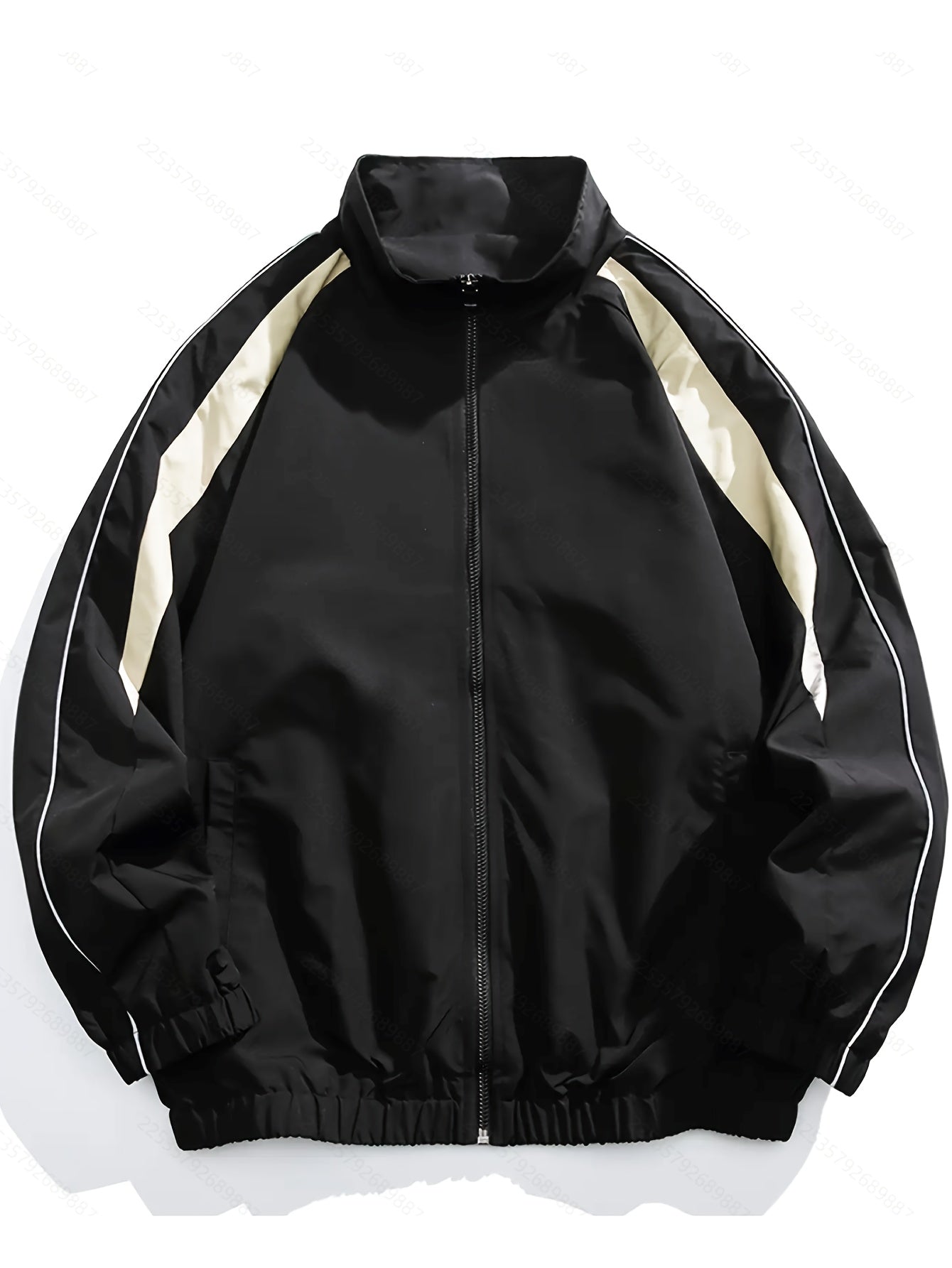 Men's Color Block Zip Front Windbreaker Jacket – Stand Collar Long Sleeve Outdoor Wear