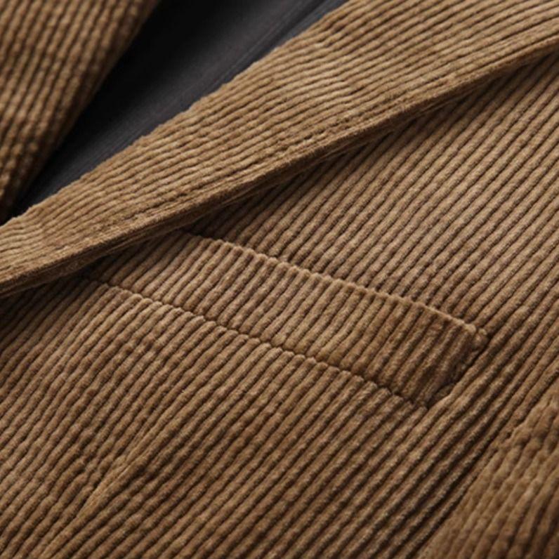 Men's Corduroy Blazer – Notch Lapel Two Button Patch Pocket Smart Casual