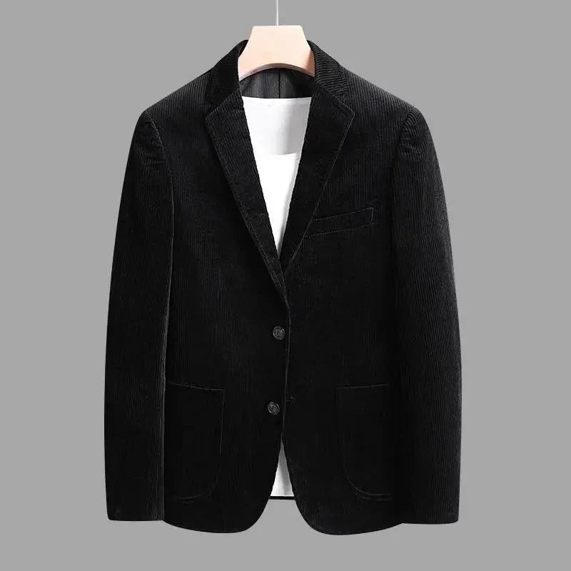 Men's Corduroy Blazer – Notch Lapel Two Button Patch Pocket Smart Casual