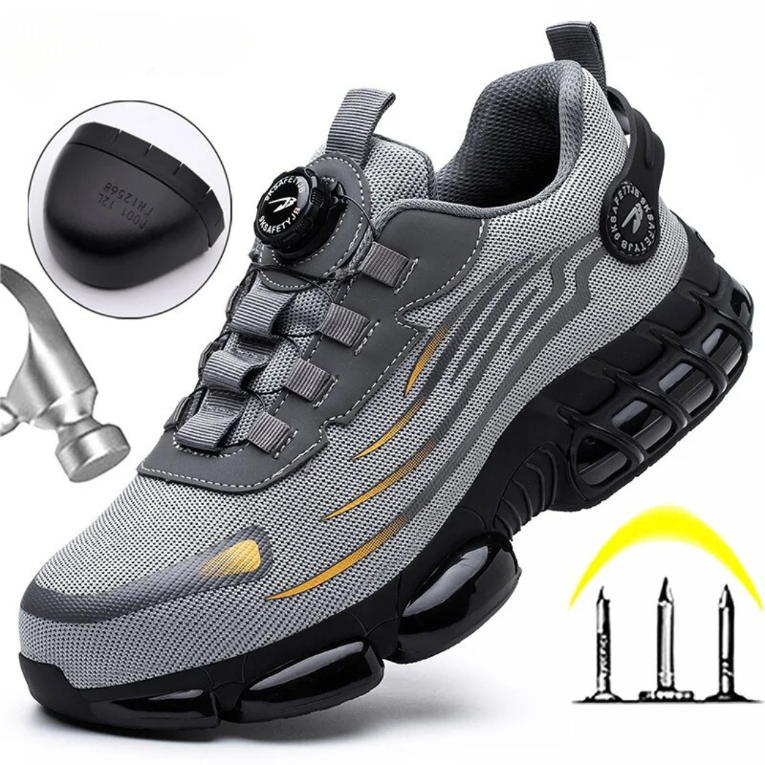 Men's Dial Lace Slip Resistant Work Sneakers – Mesh Upper Chunky Sole