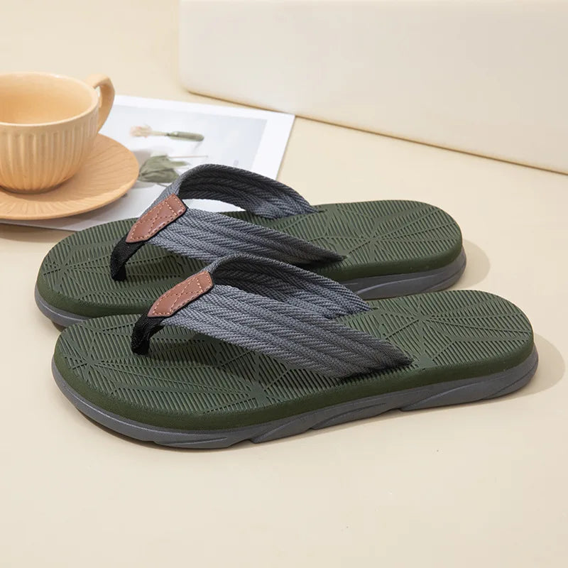 Men's Flat Woven Strap Flip Flops – Open Toe Thong Beach Summer Sandals