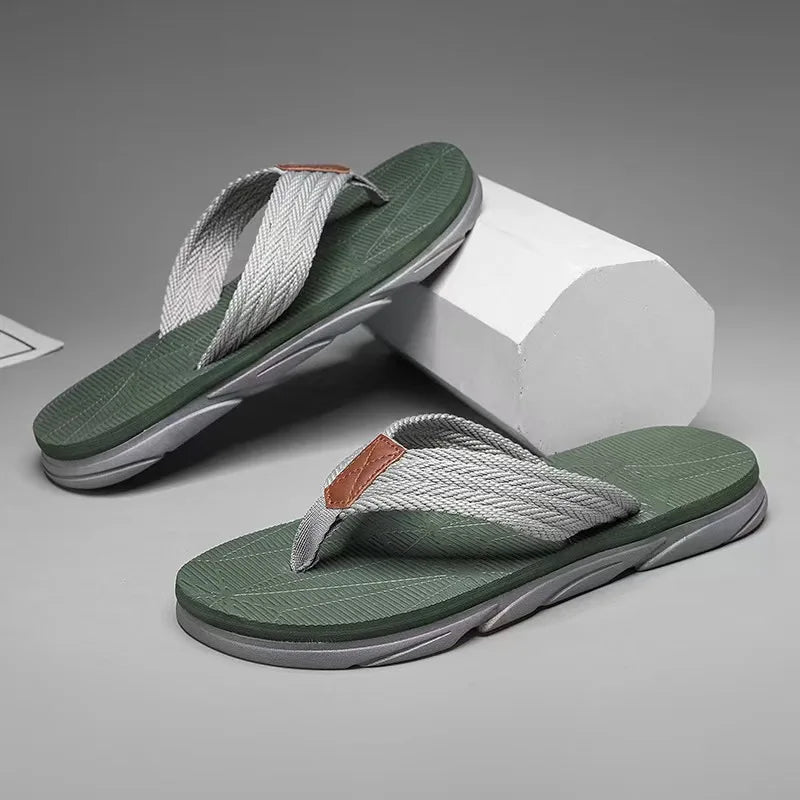 Men's Flat Woven Strap Flip Flops – Open Toe Thong Beach Summer Sandals