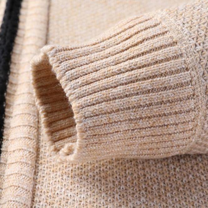 Men's Full Zip Stand Collar Knit Cardigan – Slash Pocket Long Sleeve Casual
