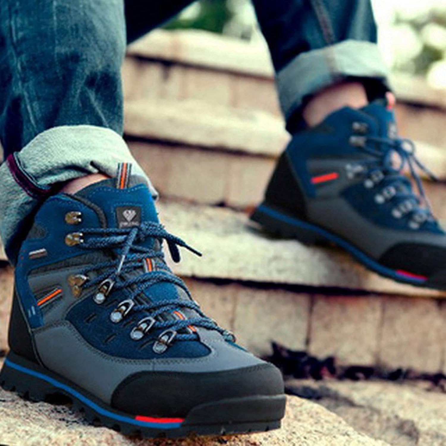 Men's High Top Lace Up Hiking Shoes – Closed Toe Ankle Boot Outdoor Trail