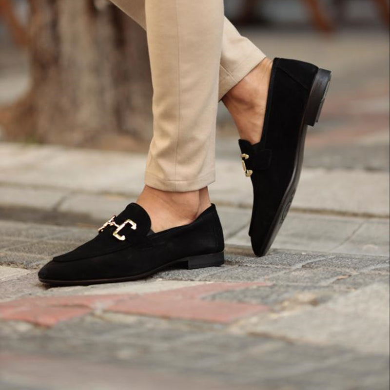 Men's Horsebit Slip-On Loafers – Round Toe Flat Heel Smart Casual Shoes