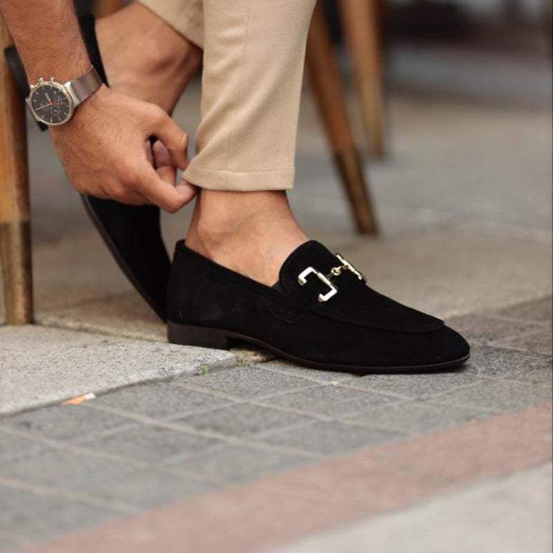 Men's Horsebit Slip-On Loafers – Round Toe Flat Heel Smart Casual Shoes