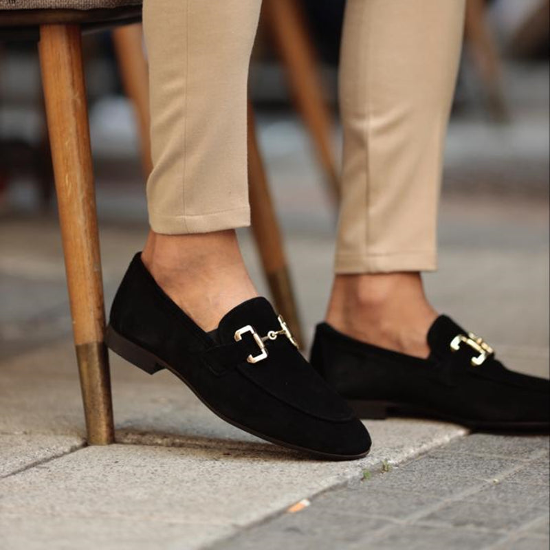 Men's Horsebit Slip-On Loafers – Round Toe Flat Heel Smart Casual Shoes