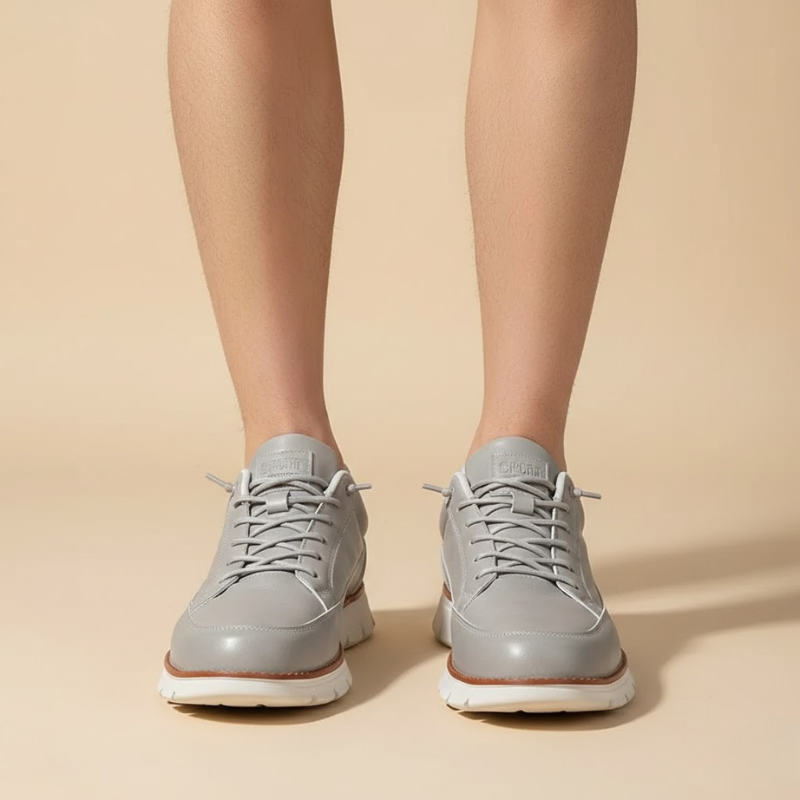 Men's Lace Up Low Top Casual Sneakers – Plain Moc Toe Chunky Sole Everyday