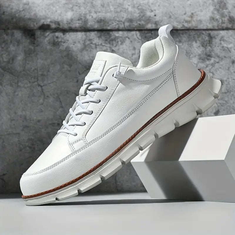 Men's Lace Up Low Top Casual Sneakers – Plain Moc Toe Chunky Sole Everyday