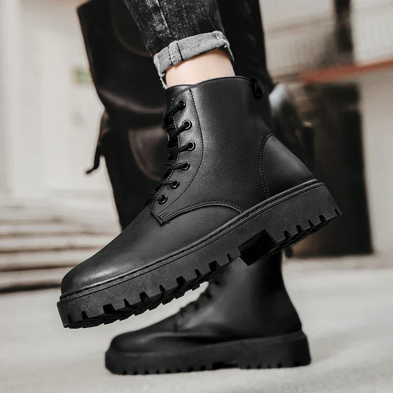 Men's Lace Up Round Toe Ankle Boots – Lug Sole Chunky Platform Casual