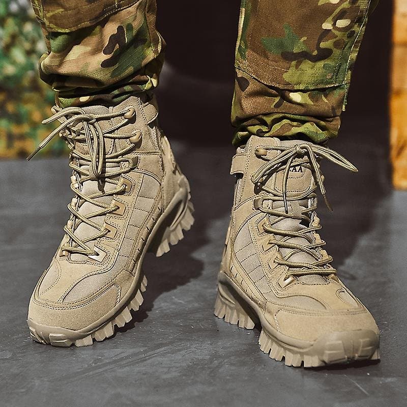 Men's Lace-Up Tactical Slip Resistant Work Boots – Side Zip Outdoor Hiking