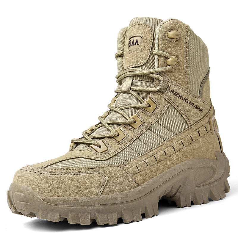 Men's Lace-Up Tactical Slip Resistant Work Boots – Side Zip Outdoor Hiking