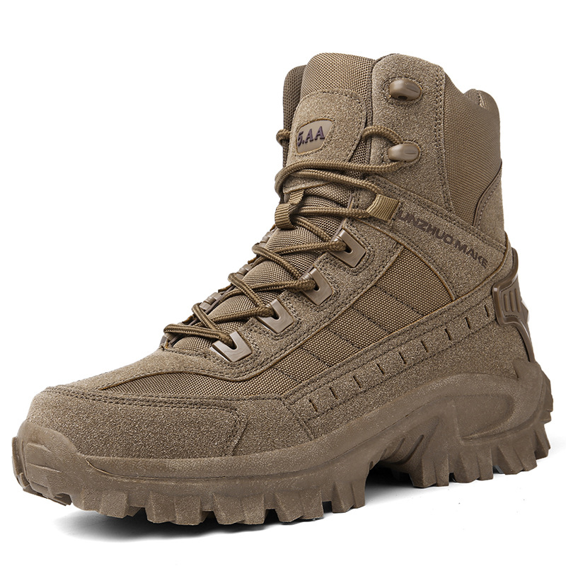 Men's Lace-Up Tactical Slip Resistant Work Boots – Side Zip Outdoor Hiking