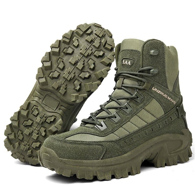 Men's Lace-Up Tactical Slip Resistant Work Boots – Side Zip Outdoor Hiking