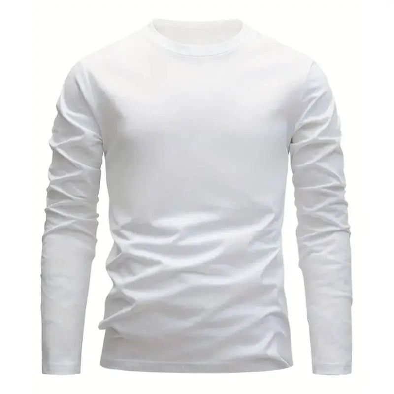 Men's Long Sleeve Crew Neck T-Shirt – Round Collar Plain Everyday Casual