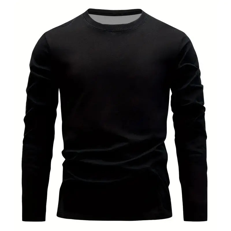 Men's Long Sleeve Crew Neck T-Shirt – Round Collar Plain Everyday Casual