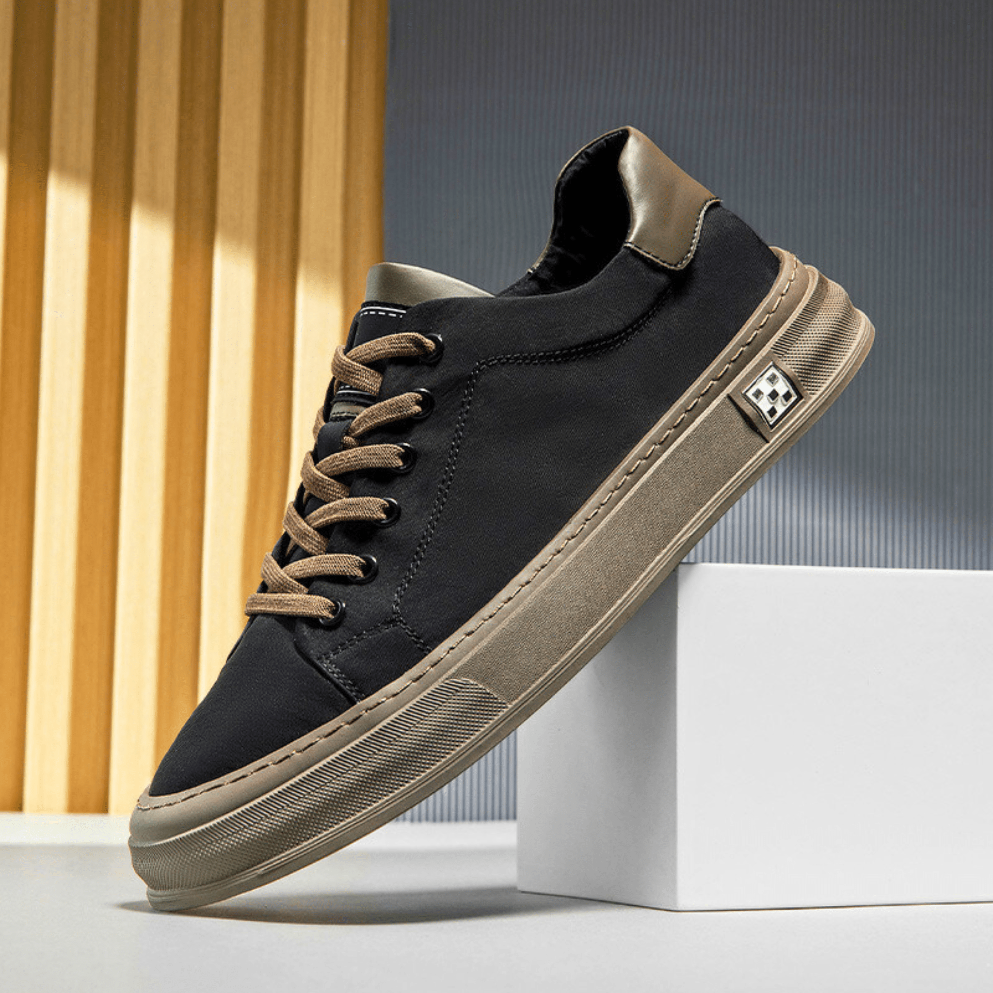 Men's Low Top Lace Up Contrast Sole Sneaker – Casual Skate Everyday