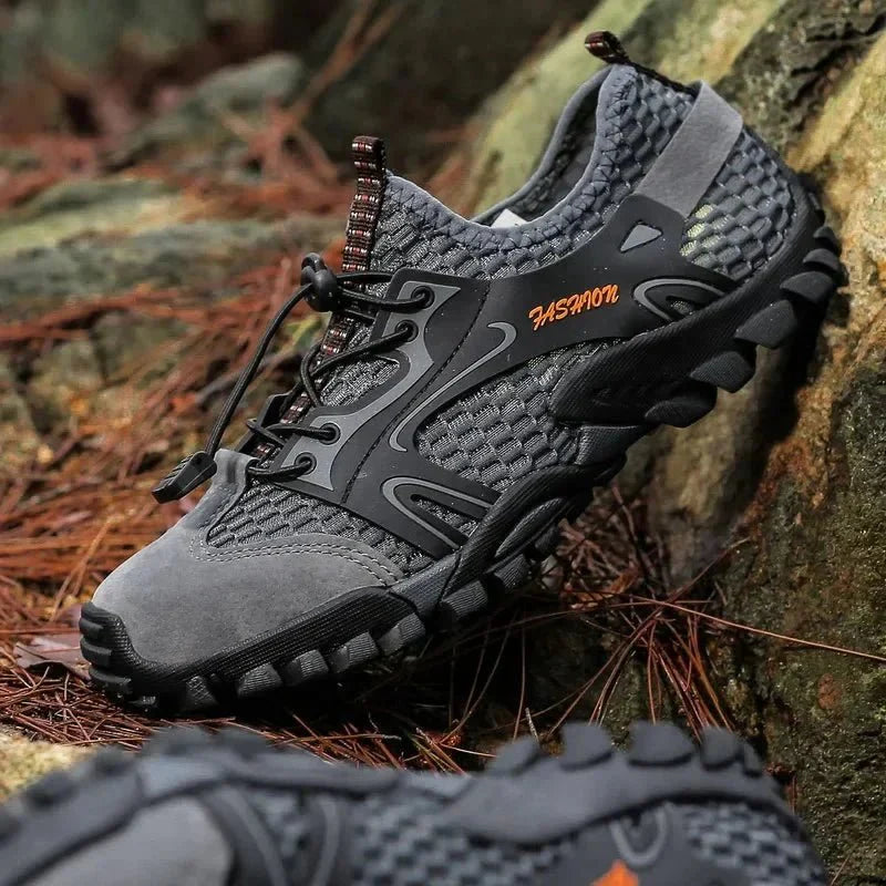 Men's Low Top Mesh Hiking Shoes – Lace Up Closed Toe Trail Sneaker