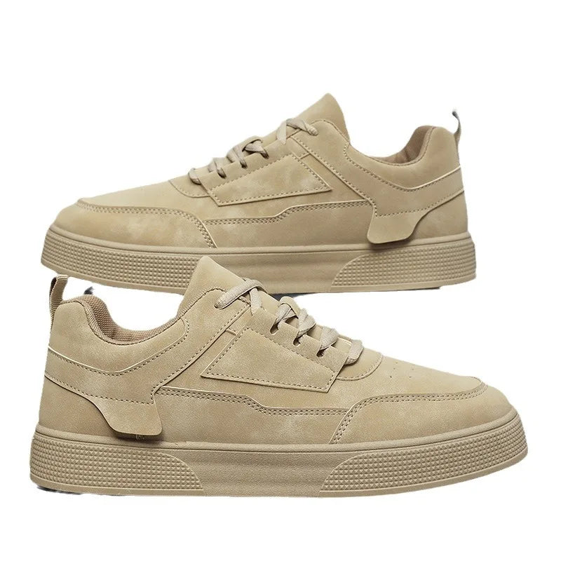 Men's Low Top Round Toe Sneakers – Lace Up Suede Panel Casual Skate