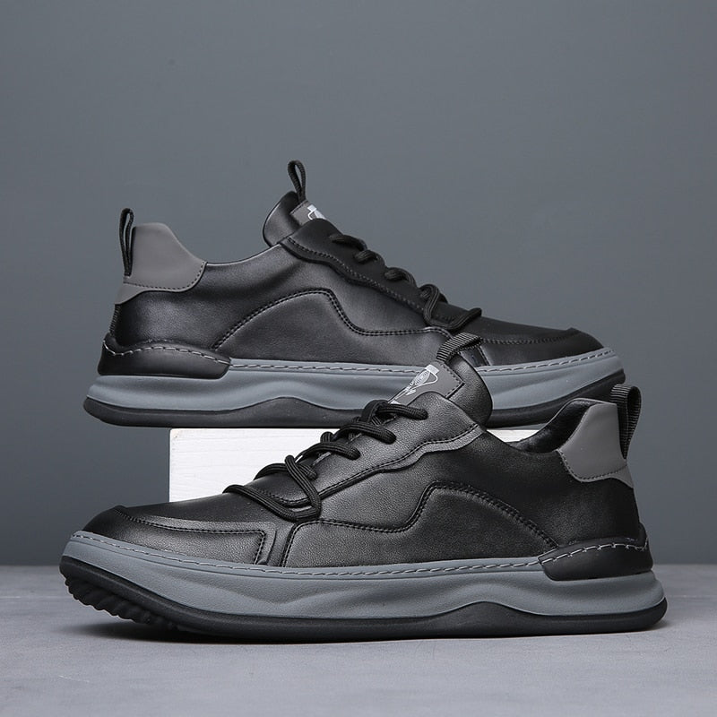 Men's Low Top Sneakers – Lace Up Contrast Detail Round Toe Casual Shoes