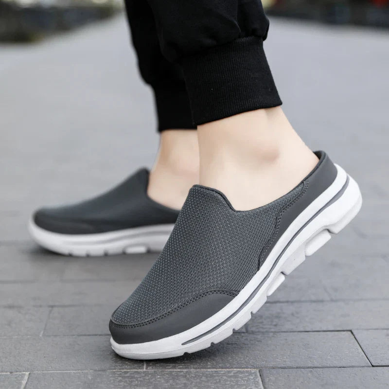 Men's Mesh Closed Toe Slip On Mule – Chunky Sole Backless Casual Sandal