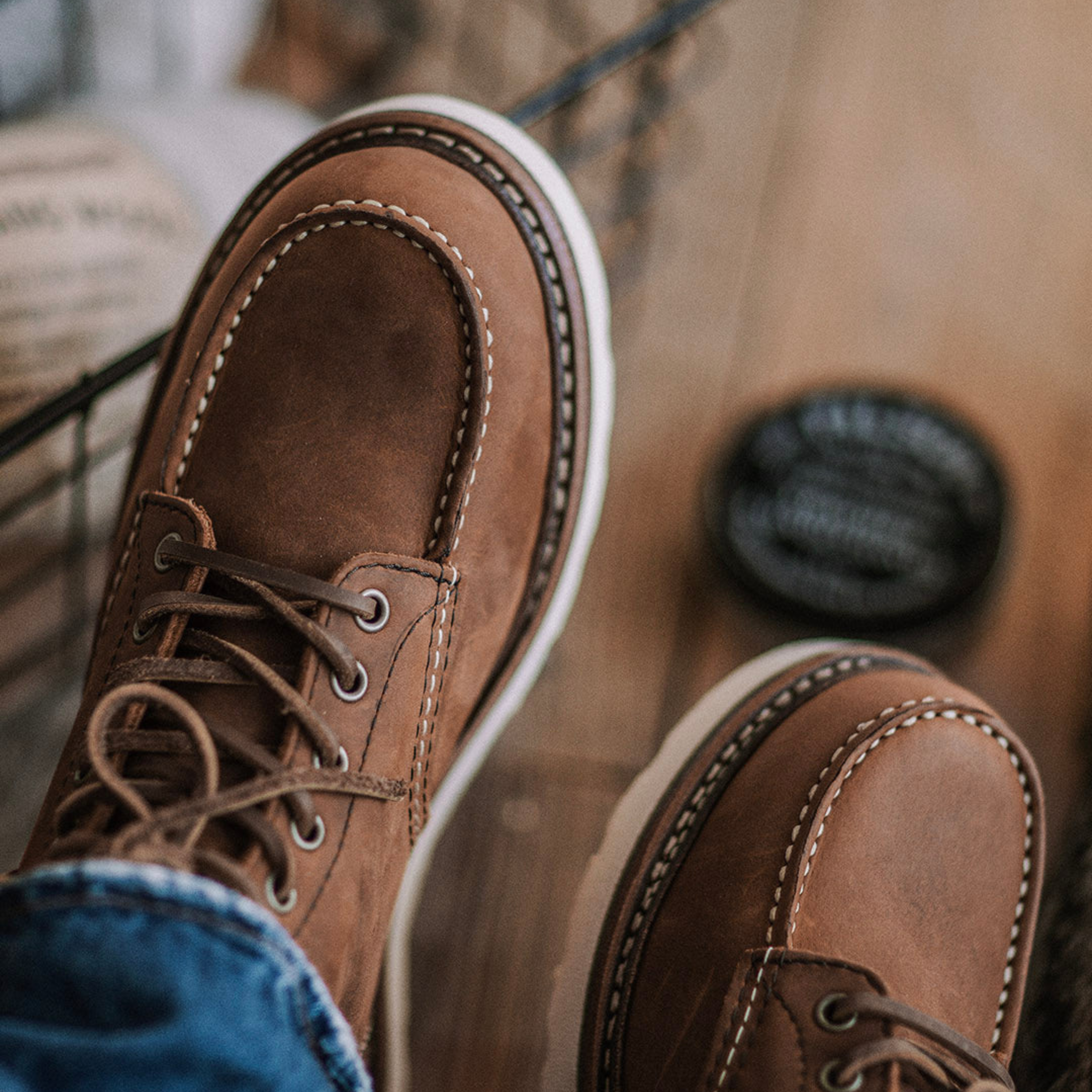 Men's Moc Toe Lace-Up Rugged Work Boots – Full Grain Heritage Outdoor
