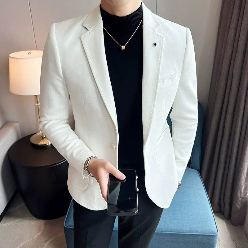 Men's Notch Lapel Single Breasted Blazer – Tailored Jacket Business