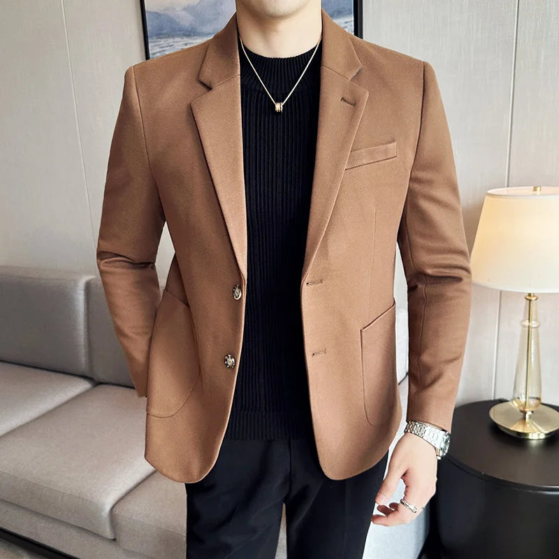 Men's Notch Lapel Two-Button Blazer – Tailored Jacket Formal