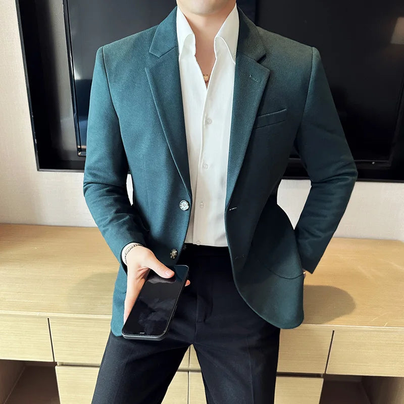 Men's Notch Lapel Two-Button Blazer – Tailored Jacket Formal