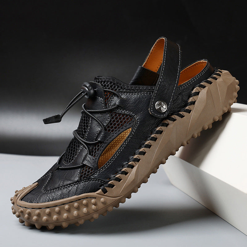 Men's Outdoor Closed Toe Slingback Sandals – Mesh Upper Nubbed Sole Hiking Trail