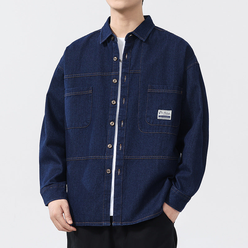 Men's Oversized Denim Shirt Jacket – Button Front Dual Chest Pocket Casual