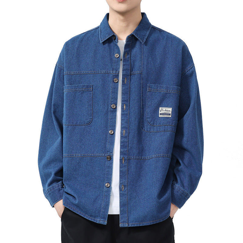 Men's Oversized Denim Shirt Jacket – Button Front Dual Chest Pocket Casual