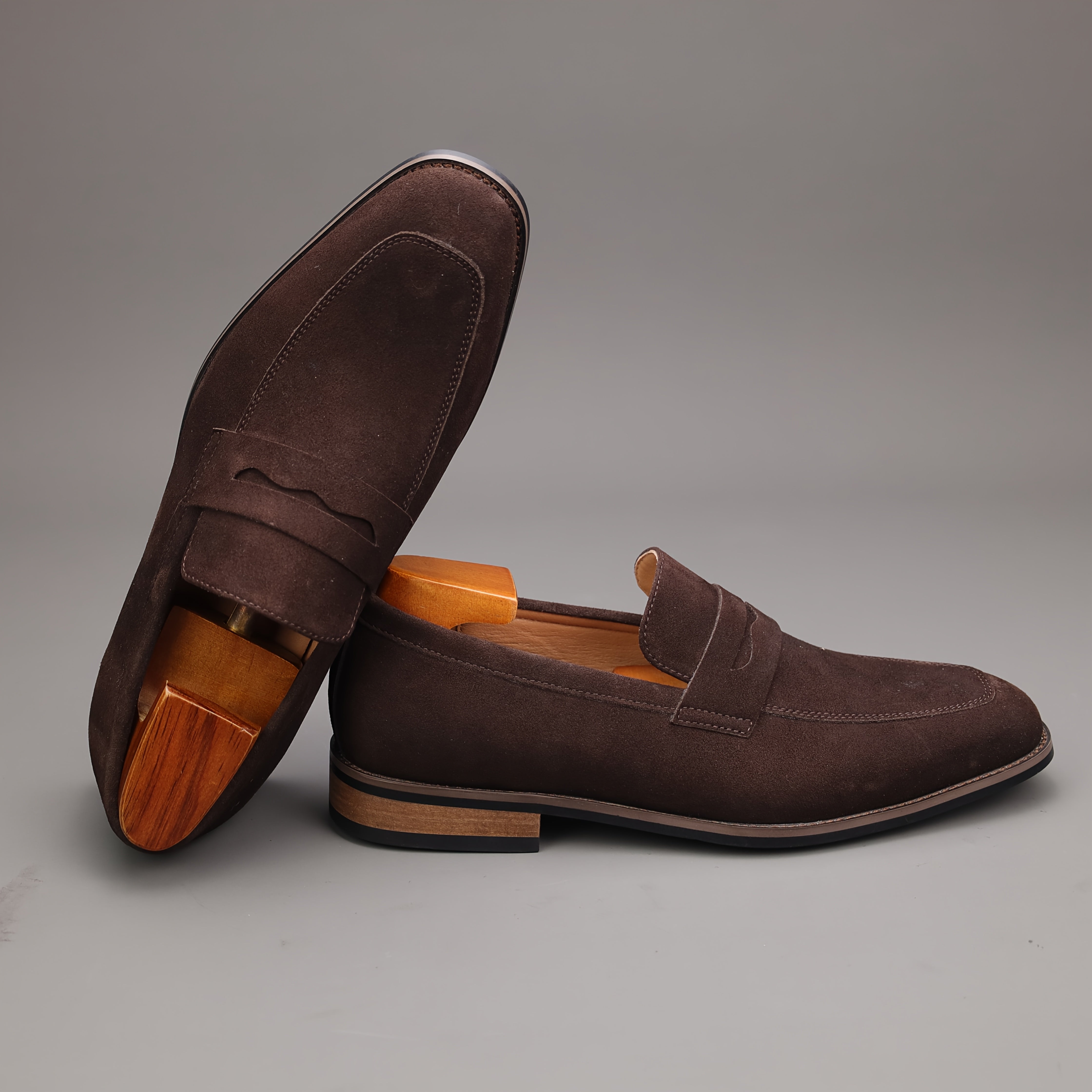 Men's Penny Loafer Slip On Shoes – Moc Toe Napped Upper Smart Casual Office
