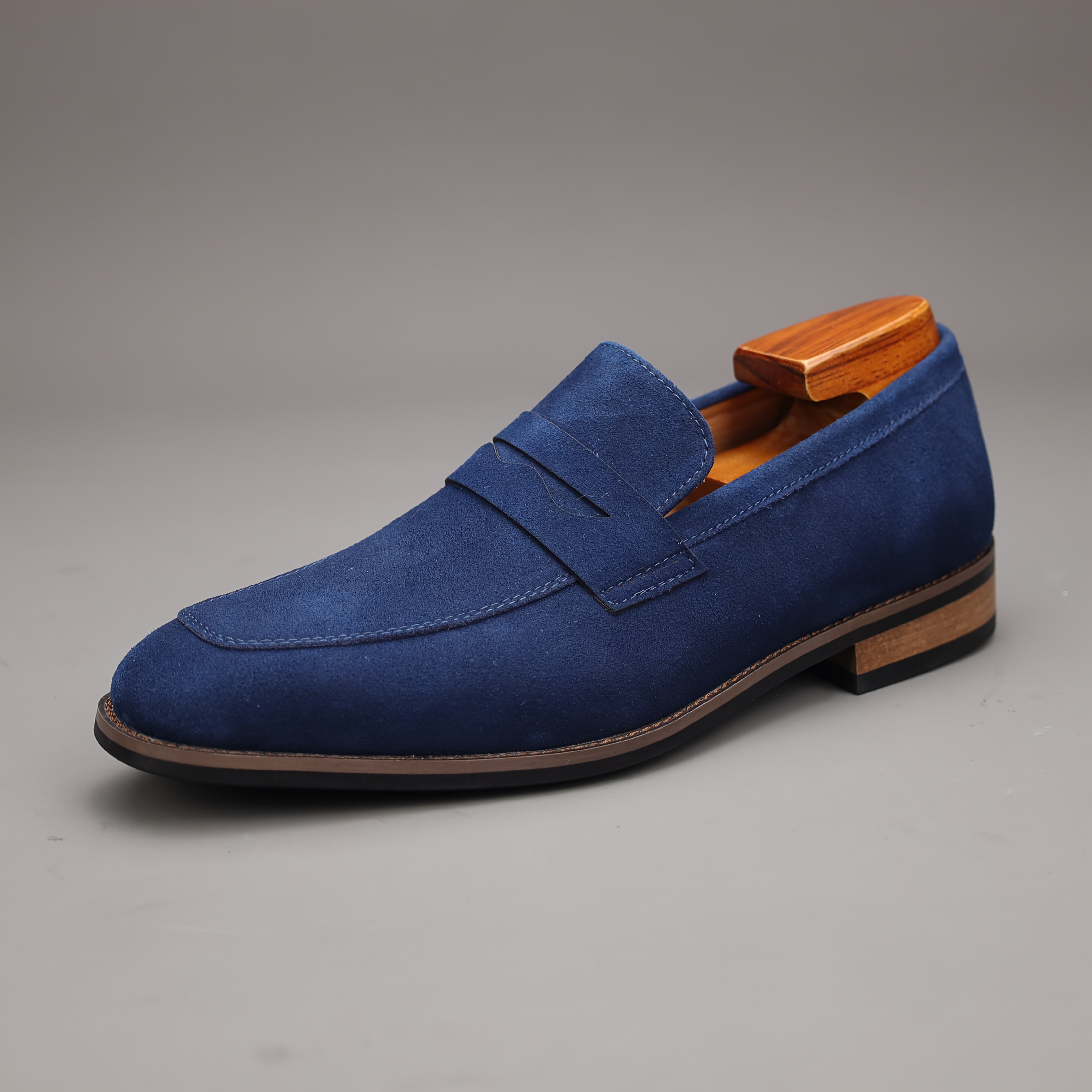 Men's Penny Loafer Slip On Shoes – Moc Toe Napped Upper Smart Casual Office