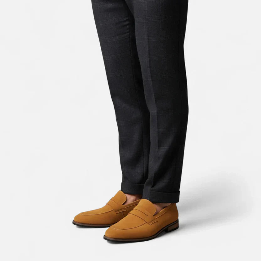 Men's Penny Loafer Slip On Shoes – Moc Toe Napped Upper Smart Casual Office