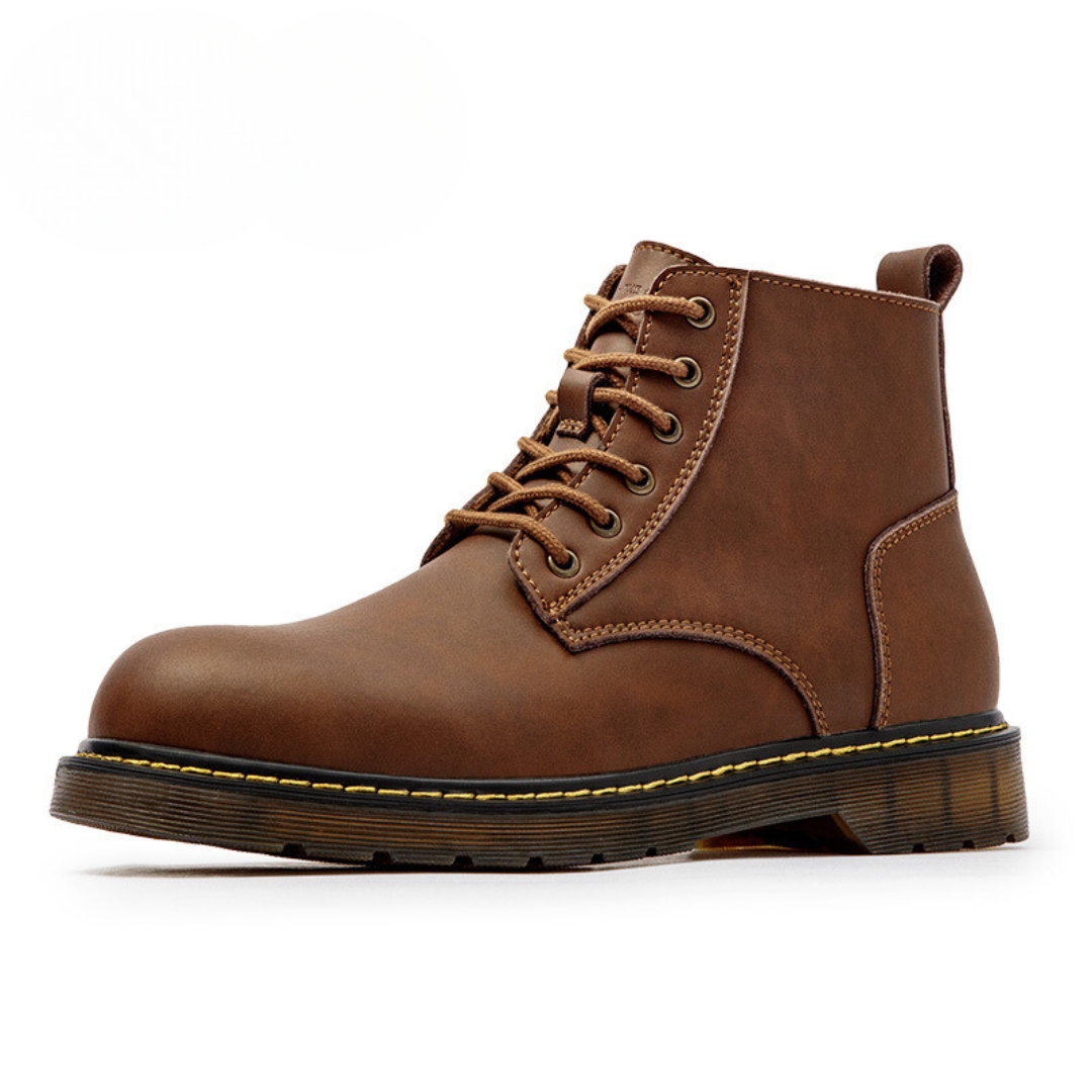 Men's Round Toe Lace Up Ankle Boots – Block Heel Welt Sole Casual