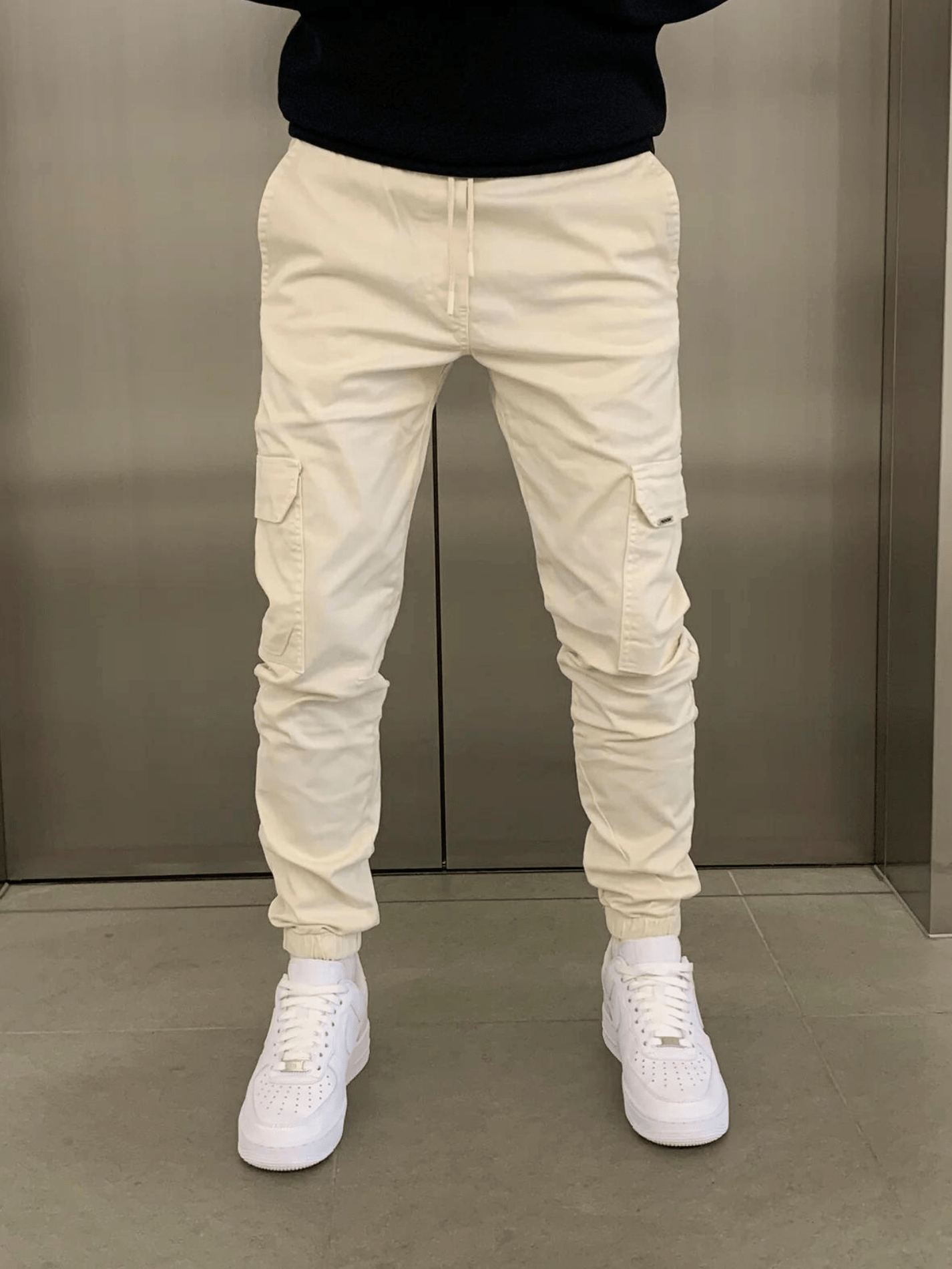 Men's Slim Fit Cargo Pants – Drawstring Waist Ribbed Cuff Jogger Casual